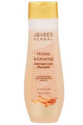 Jovees Herbal Henna & Ginseng Anti Hair Fall Shampoo | Controls Hair Fall & Promotes Hair Growth | Enriched With Henna, Ginseng & Amla Extract | Suitable for All Hair Types | Men & Women - 300ml Jovees Herbal Henna & Ginseng Anti Hair Fall Shampoo | Cont