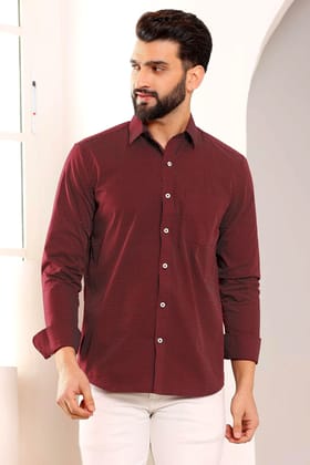 Medillion Print Maroon Cotton Shirt (Size - S) by BLUE EAGLE