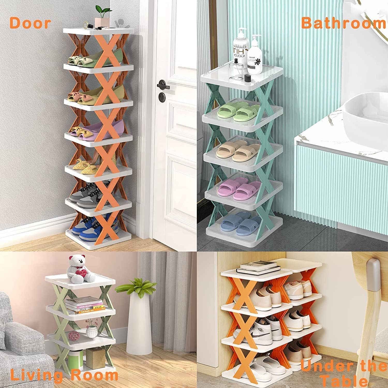 6 Layer Foldable Shoe Rack, Portable Storage Organizer for Home & Office