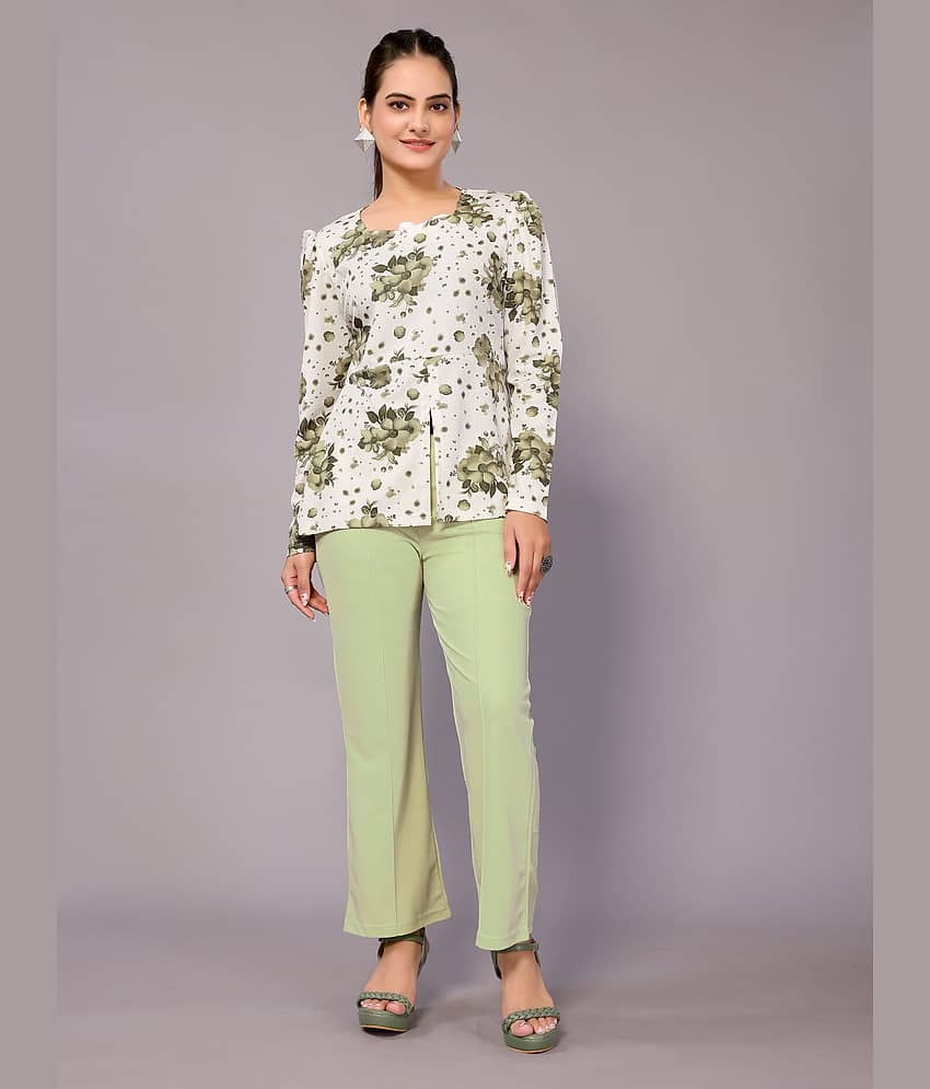 NightBlue Women Printed Top With Trousers Co-Ord Set ( Blue )