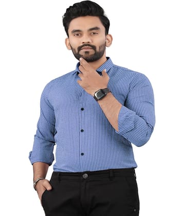 JEEVAAN - THE PERFECT FASHION Cotton Blend Regular Fit Checks Full Sleeves Men's Casual Shirt - Aqua Blue ( Pack of 1 )