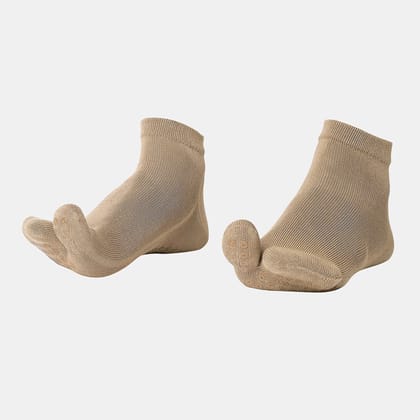 Elderly - Unisex Two-Toe Grip Socks – Anti-Slip Socks for Elderly Care, Fall Prevention - Beige