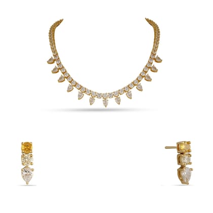 Adria- Cubic zirconia necklace set-Gold