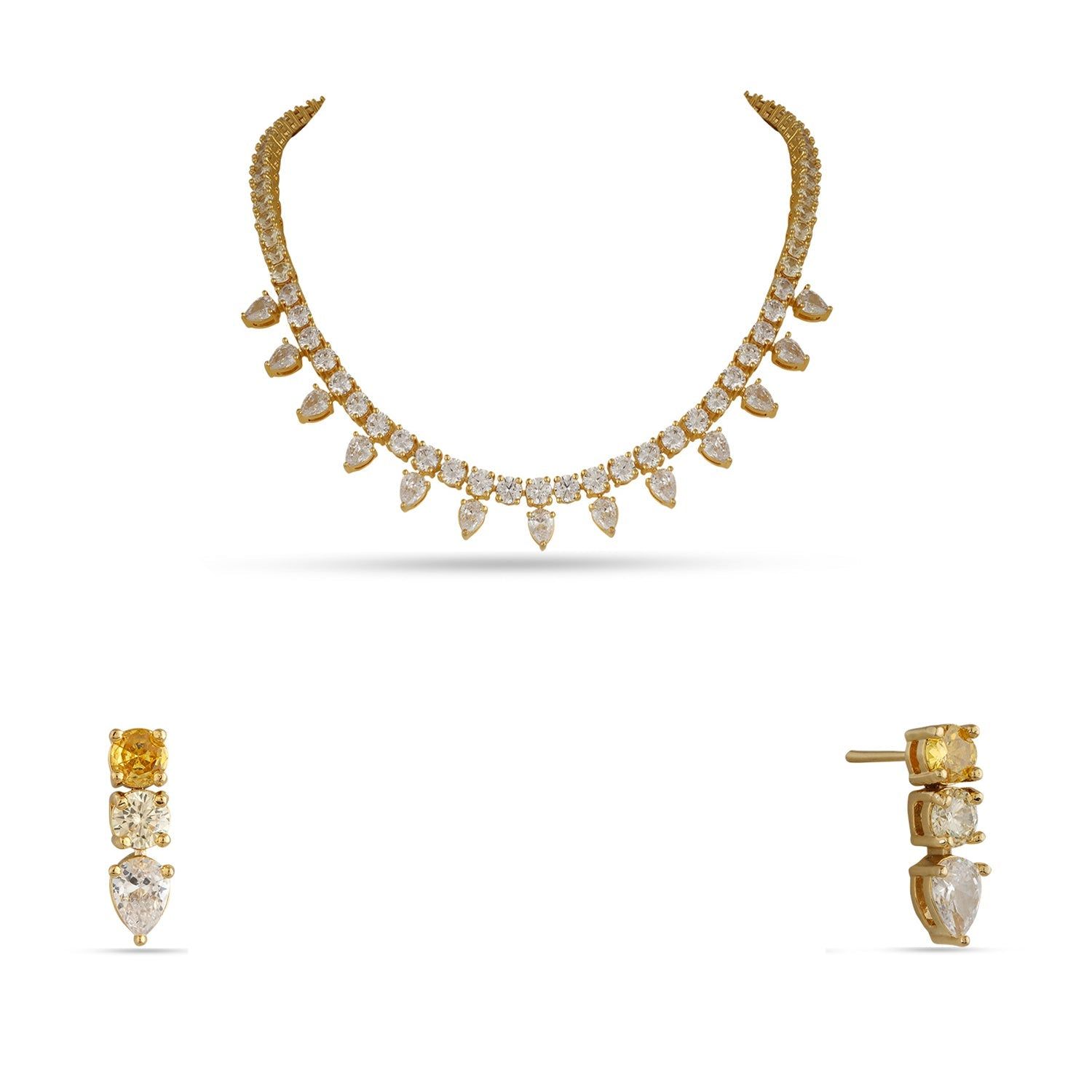 Adria- Cubic zirconia necklace set-Gold
