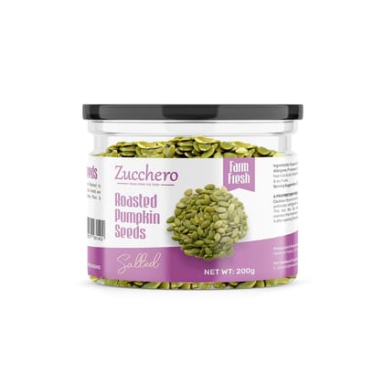 Zucchero Roasted Premium Pumpkin Seed, Lightly Salted, 200g - The Nutrient Powerhouse | Dry Roasting | Oil-Free| Slow baked Seeds