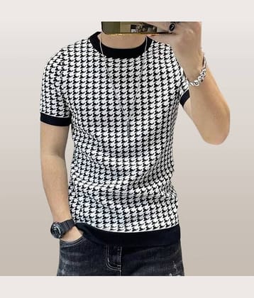 FABRIPPLE Polyester Regular Fit Printed Half Sleeves Men's Round T-Shirt - White ( Pack of 1 )