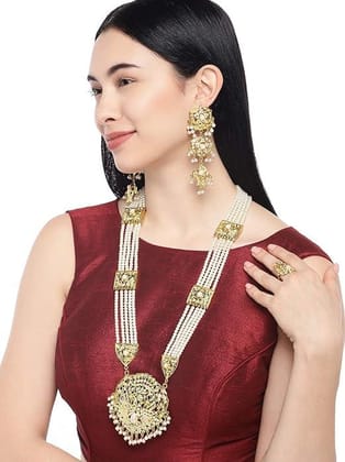 Pearl, Gold plated long necklace set