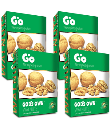 GO Organic Extra Light Broken Regular Walnuts (Akhrot) 1Kg (250gm x 4) - Without Shell