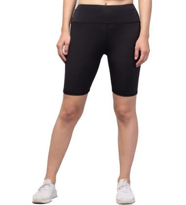 Womens Polyester Solid Above Knee High-Rise Shorts Size 3XL (Black)