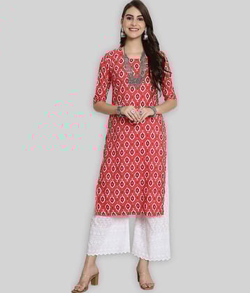 7Threads Crepe Printed Straight Women's Kurti - PINK ( Pack of 1 )