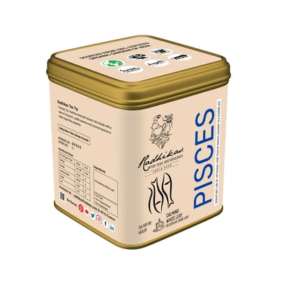 Pisces White Leaf - A Thoughtful Zodiac Tea Gift for Healers (50 gm - Makes 25 Cups of Tea) by M/S RADHIKAS FINE TEAS AND WHATNOTS