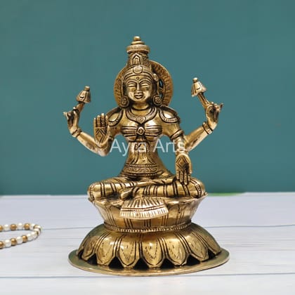 Brass Goddess Lakshmi Devi Idol - 8 Inch Height