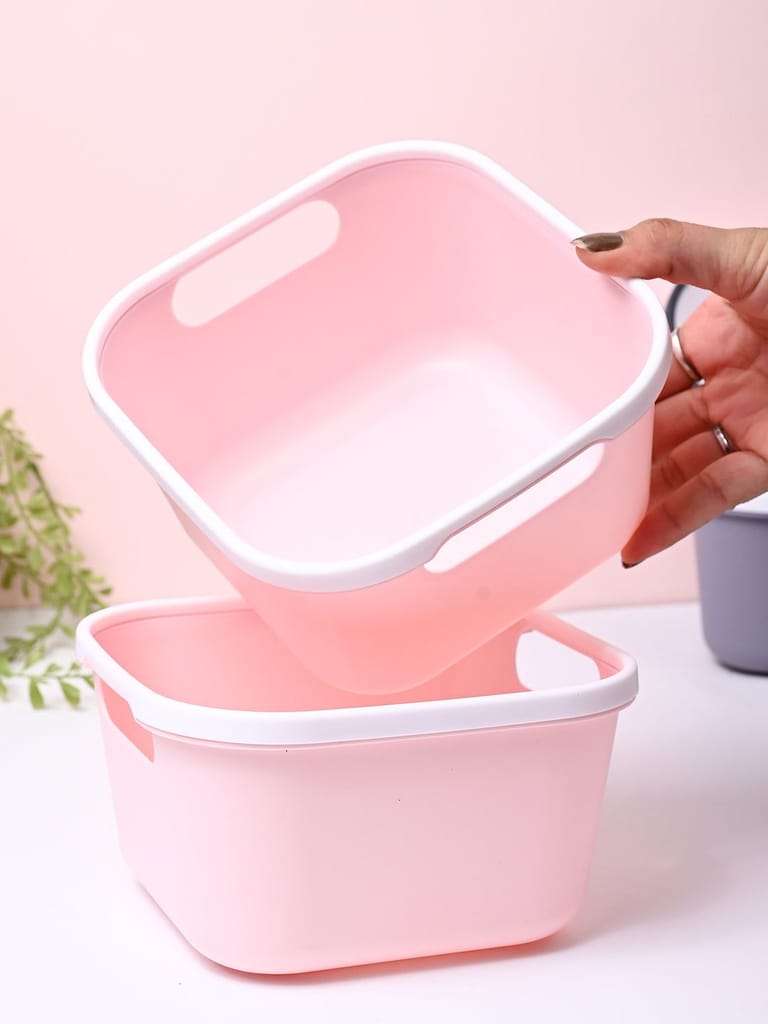 Pink Square Baskets (Set of 2)