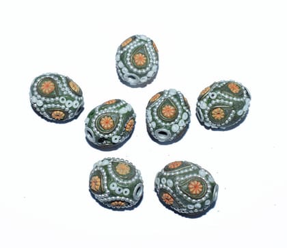Handmade Kashmiri Beads use for jewelry makings, KASM-11-Per Packet of 25 Pcs / 20X17 MM