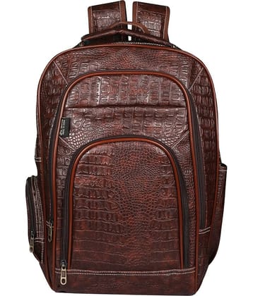 Da Tasche 25 Ltrs Faux Leather Backpack *For Boys & Girls ( Brown )