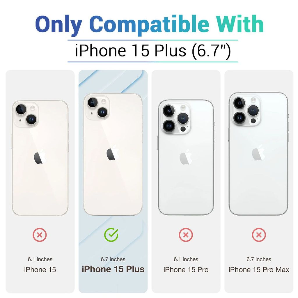 LIRAMARK Liquid Silicone Soft Back Cover Case for iPhone 15 Plus (6.7 inch)