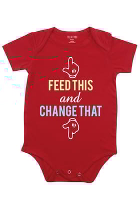 Feed This and Change That-Baby Romper / 0-3 Months / Red
