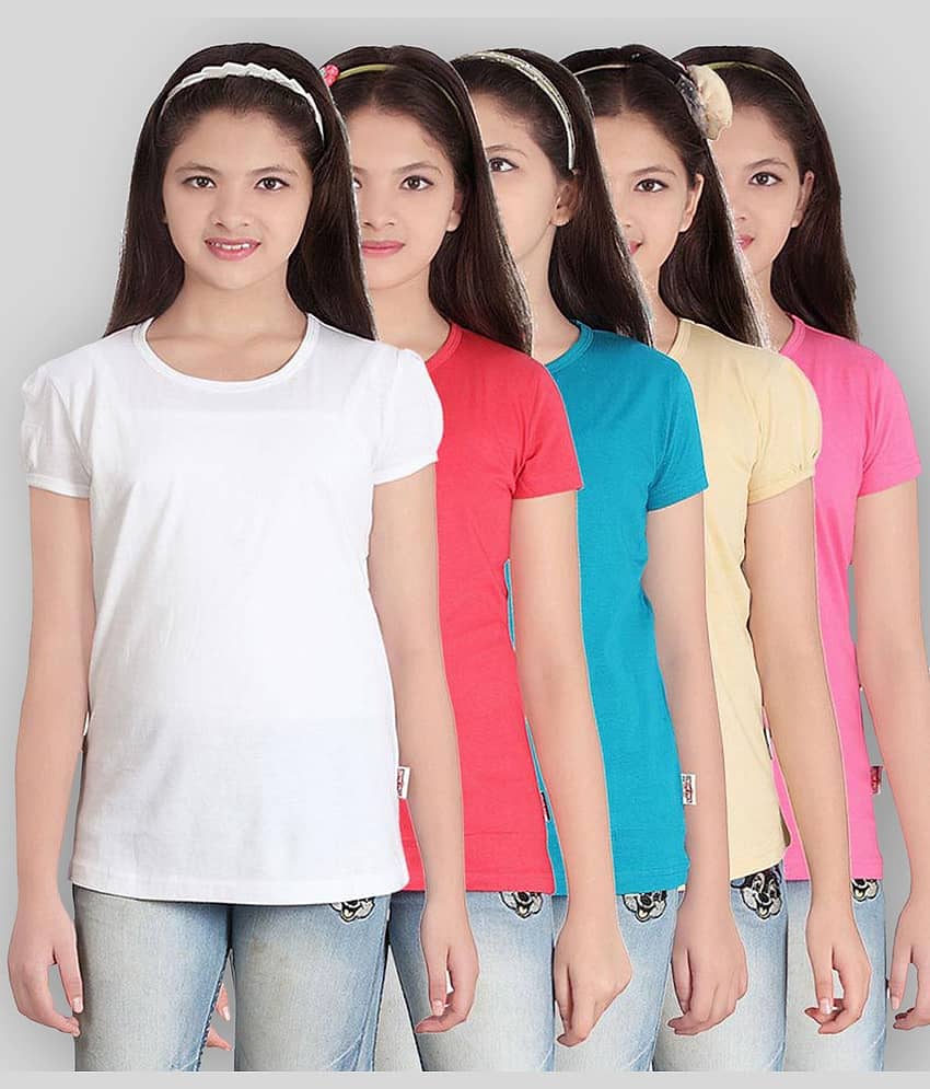 Sini Mini Pack of 5 Girls Cotton Top ( Multicolor )