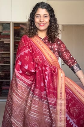 Exclusive Odisha Ikkat Khandua Cotton Saree - Maroon