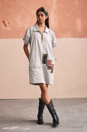 GRACE SHORT DRESS-PATCHWORK-XS