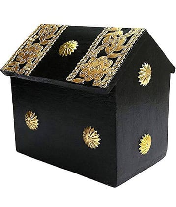 SWH - Wood Black Piggy Bank ( Pack of 1 )