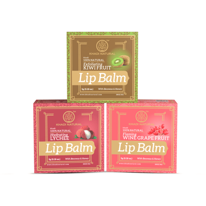 Khadi Natural Lychee, Watermelon & Wine Grapefruit Lip Balm Combo