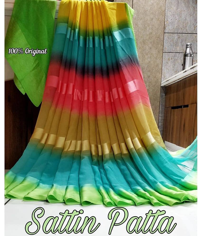 Sitanjali Georgette Printed Saree With Unstitched Blouse Piece ( Green )