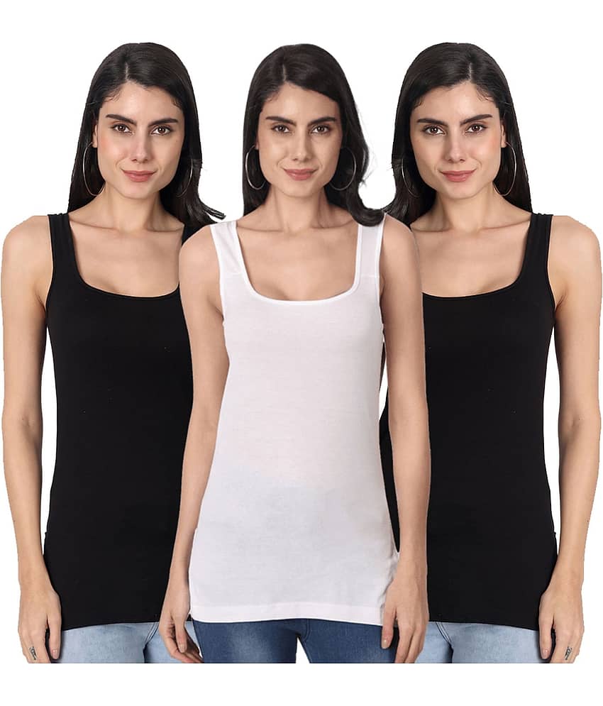 AIMLY Cotton Camisoles - Black Pack of 3