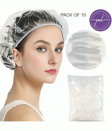 purple dust Transparent Polythene Shower Cap ( Pack of 10 )