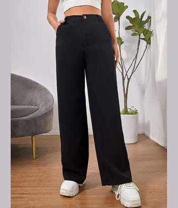 Broadstar Pack of 1 Polyester Straight Women's Casual Pants ( Black )