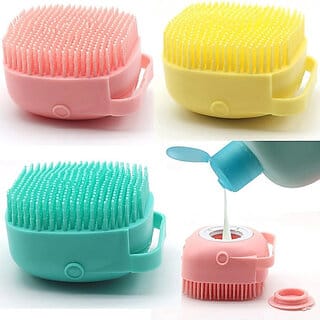 Silicone Soft Bath & Shower Body Scrubber with Built-In Soap Dispenser | Gentle Exfoliating Brush (G12)