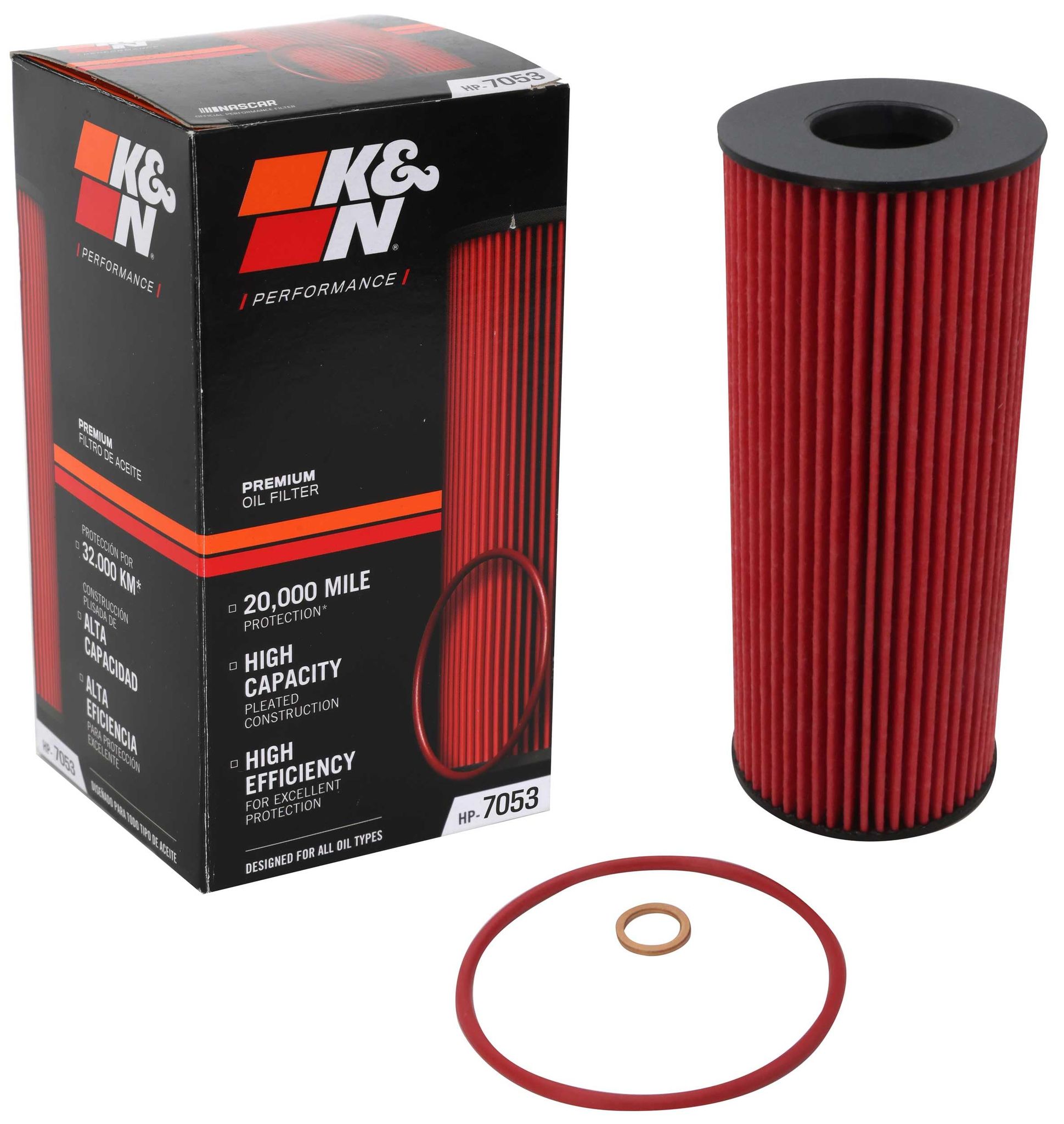 K&N Oil Filter - High Performance-Series compatible with BMW (HP-7053), Red