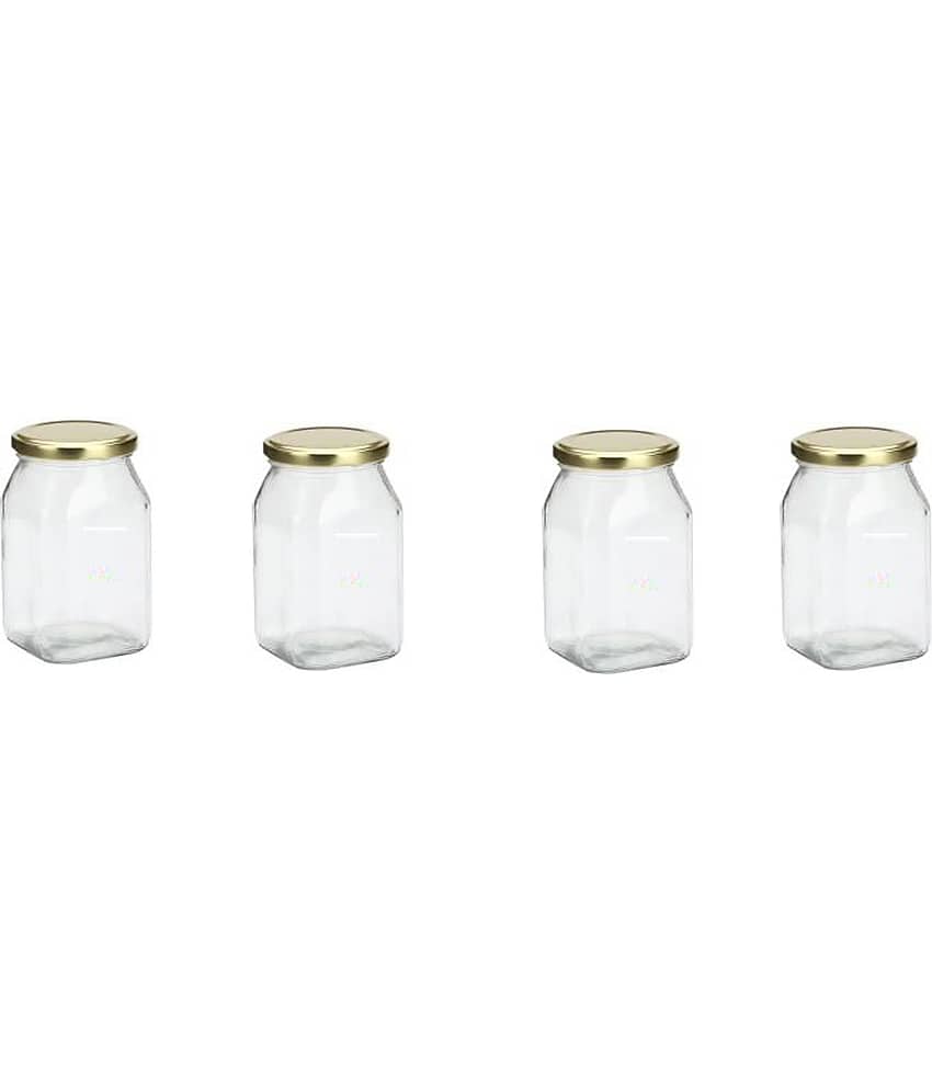 Somil Glass Container Glass Transparent Utility Container ( Set of 4 )