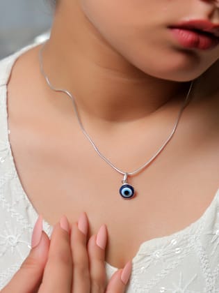 Azure Gaze Amulet Necklace | Pure 925 Silver-Pendant