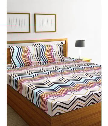 Home Candy Microfiber Floral Double Bedsheet with 2 Pillow Covers - Multicolor