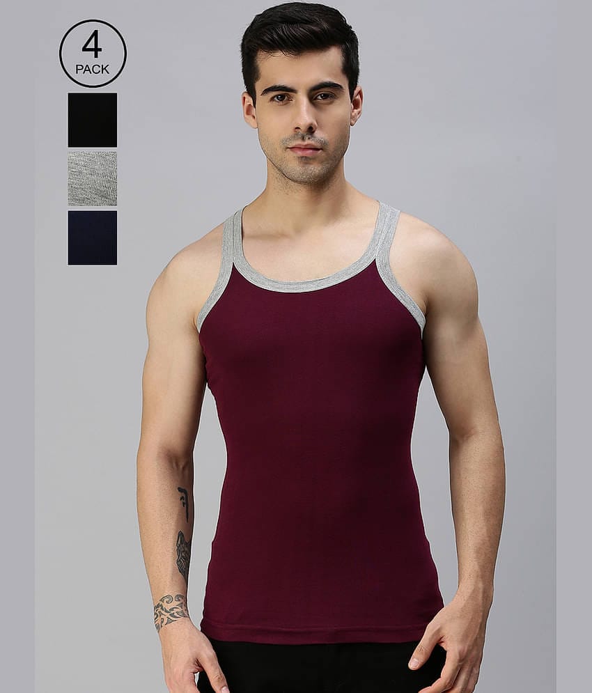 Pack of 4 Lux Cozi - Multi Cotton Blend Men's Vest