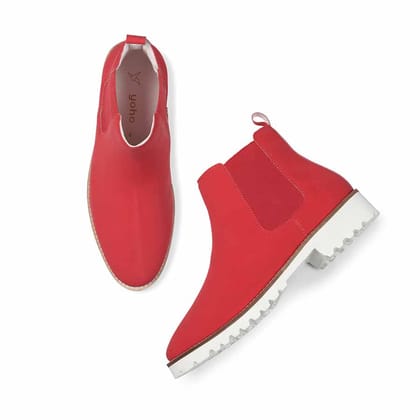 Women Chelsea Boots-Tango Red / 4