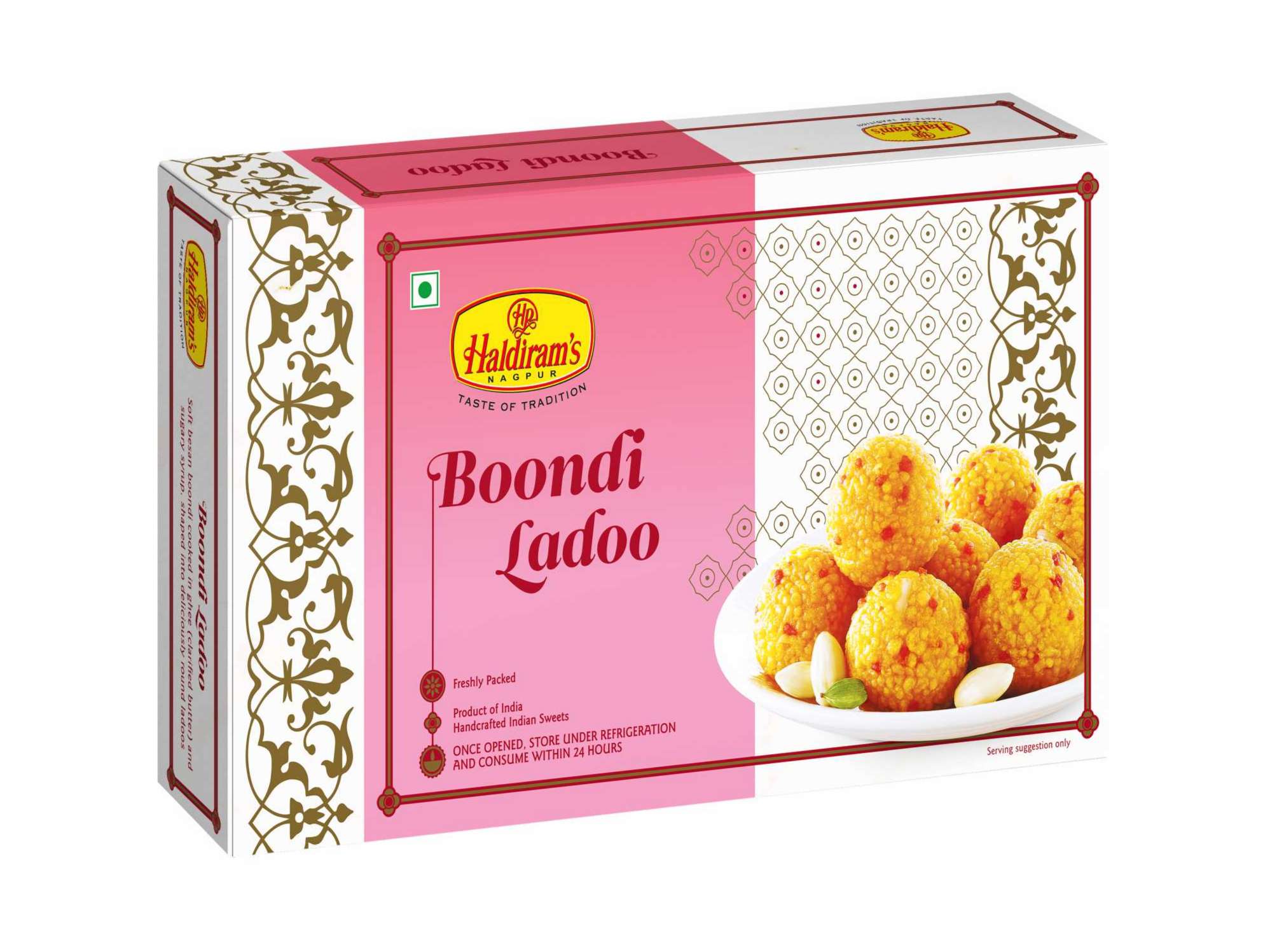 Haldiram's Boondi Ladoo Packed Sweets - 250 Gm - Pack of 2