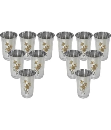 A & H ENTERPRISES - Daily Use Water Steel Glasses Set 300 ml ( Pack of 12 )