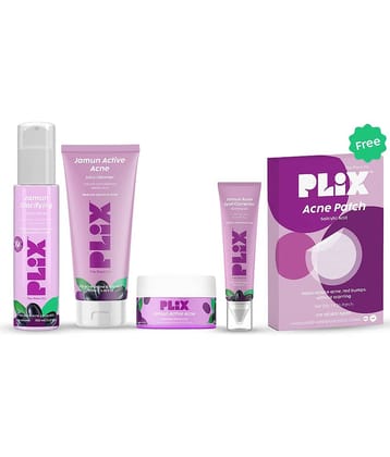 The Plant Fix Plix Jamun Actve Acne Kit, Toner, Facewash, Moisturizer & Spot Gel (FREE Acne Patch) (5 Items in the set)
