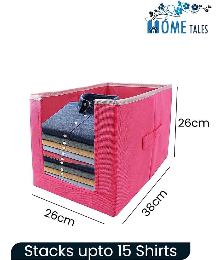 Non-Woven Shirt Stacker & Cloth Organizer, Pack of 9 (Pink)