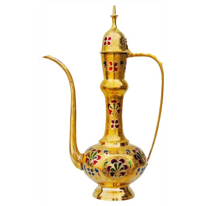 Brass Antique Surahi Aftaba � Premium Decorative Metal Showpiece, Height : 20 Inch (FMAS304)