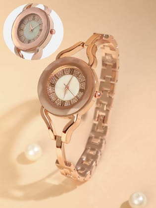 The Celeste Roman Round Watch - Rose Gold-Watches