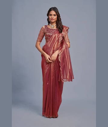 Aika Organza Solid Saree With Unstitched Blouse Piece ( Wine )