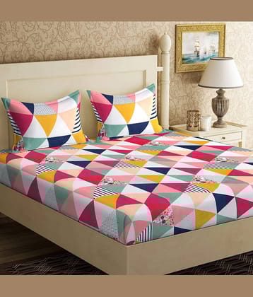 Neekshaa Glace Cotton 1 Double Bedsheet with 2 Pillow Covers ( Multicolor )
