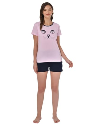 Klamotten Women's Pink Blue Graphic Printed Top Shorts Set GM03Rb Klamotten Women's Pink Blue Graphic Printed Top Shorts Set GM03Rb