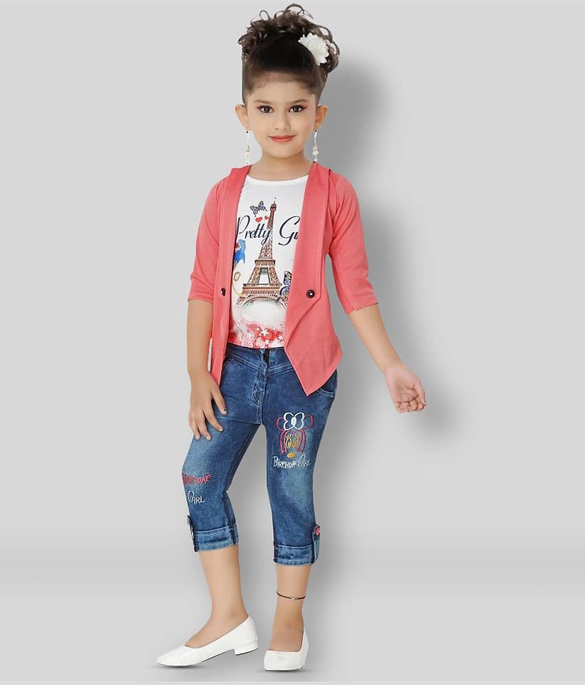 Arshia Fashions Pack of 1 Girls Denim Top With Capris ( Yellow )