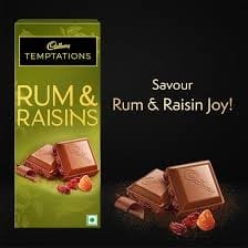 Cadbury Temptations Rum & Raisins Premium Chocolate Bar 72 GRAM