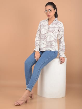 Purple Abstract Print Shirt-M / Purple