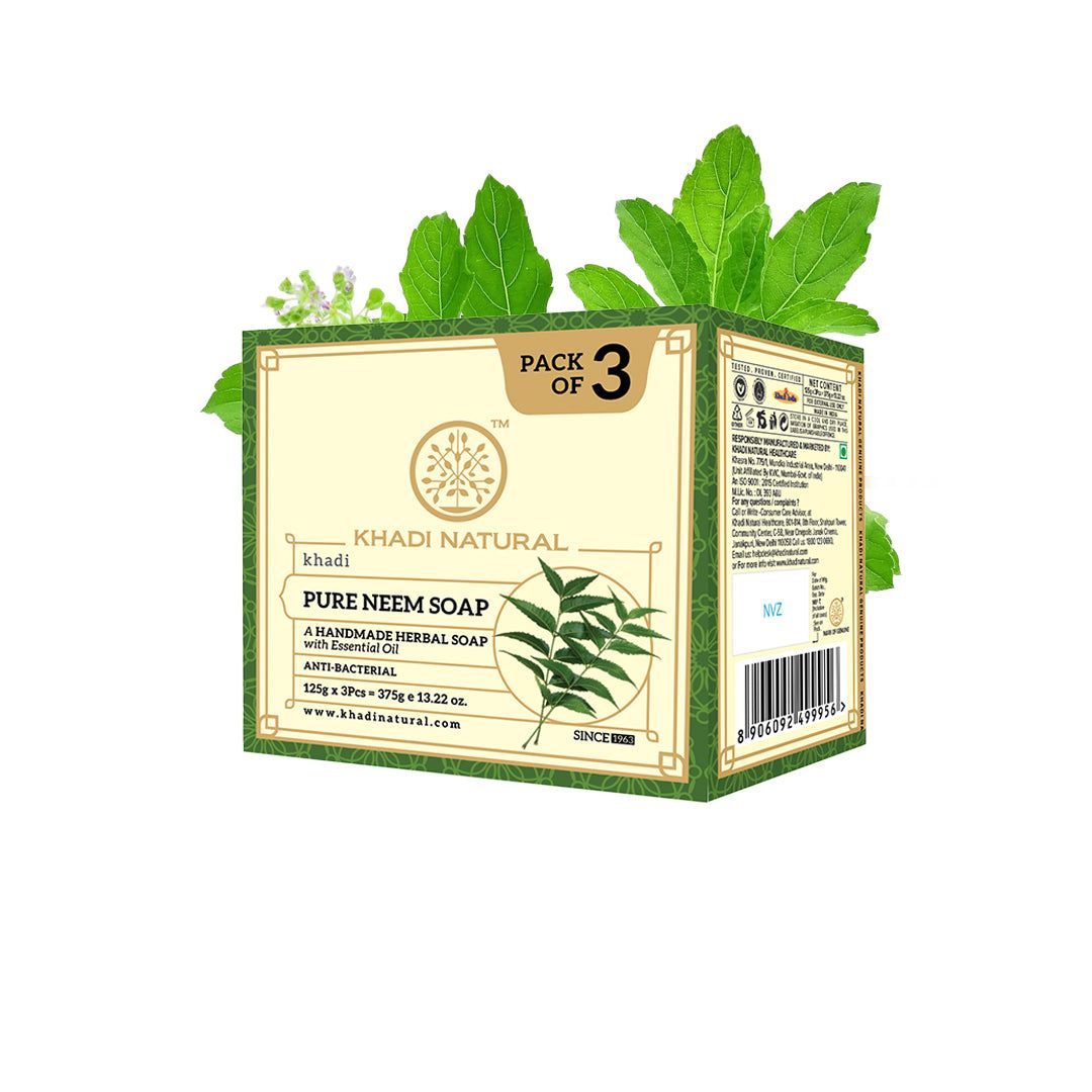 Khadi Natural Herbal Pure Neem Soap Combo Pack Of 3 – 125gm Each